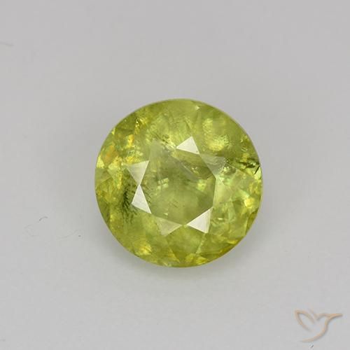 Esfena amarillo natural de 1,18 ct, corte redondo, VS-SI