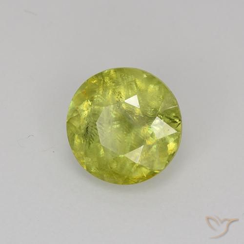 Esfena amarillo natural de 1,18 ct, corte redondo, VS-SI