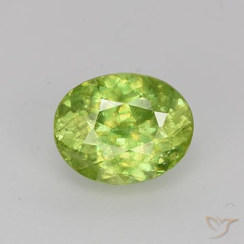 Esfena Verde vivo natural de 1.51 ct, Corte Óvalo, VS-SI