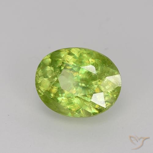 Esfena Verde vivo natural de 1.51 ct, Corte Óvalo, VS-SI