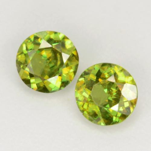 Gemas de esfena verde natural de 0,58 ct, corte redondo, VS