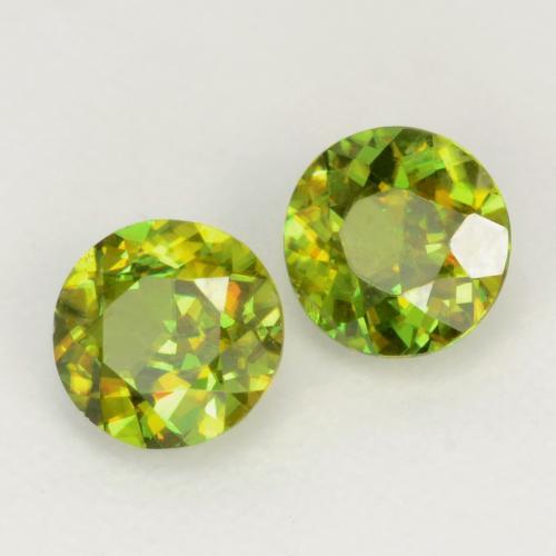 Gemas de esfena verde natural de 0,58 ct, corte redondo, VS