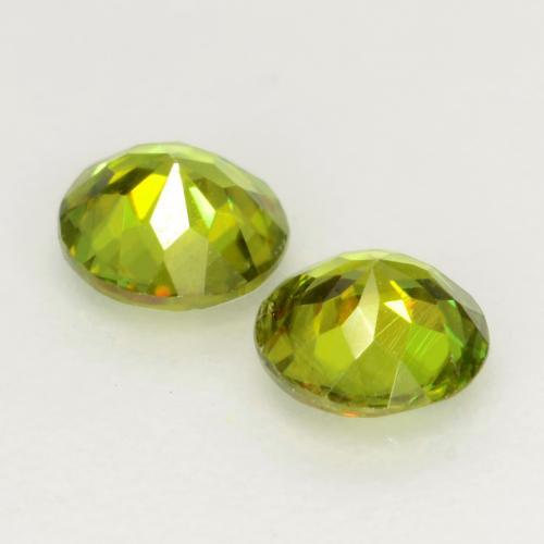 Gemas de esfena verde natural de 0,58 ct, corte redondo, VS