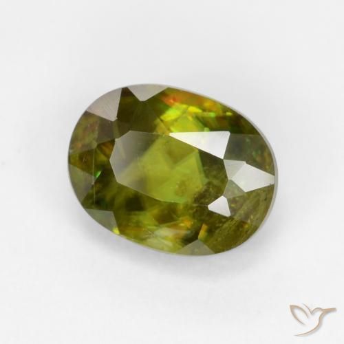 0.84ct Natural Verde oscuro medio esfena, Ovalada, VS-SI