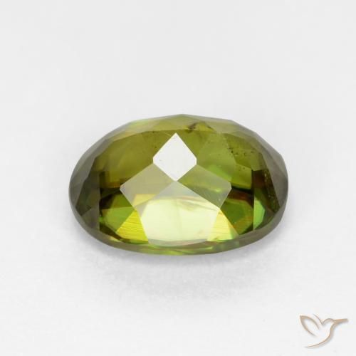 esfena Verde oscuro medio natural de 0.84 ct, Ovalada, VS-SI