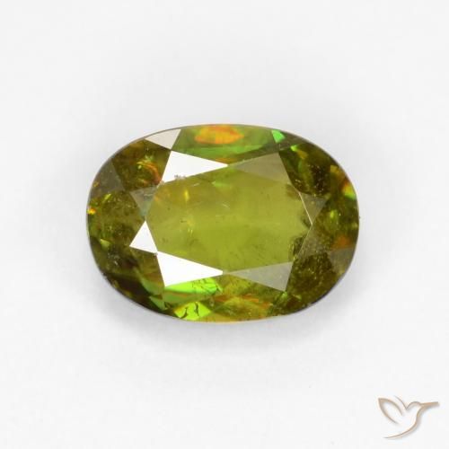 0.70ct Natural Verde terroso cálido esfena, Ovalada, VS-SI