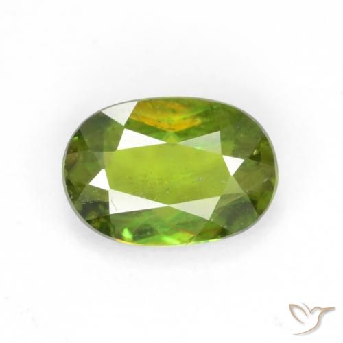0.65ct Natural Verde bosque esfena, Ovalada, VS-SI