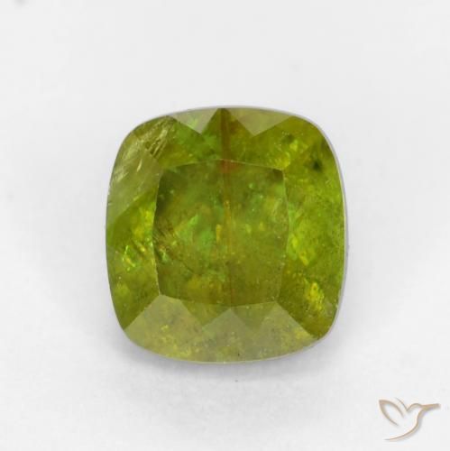 0.68ct Natural Verde terroso cálido esfena, Forma Cojín, SI