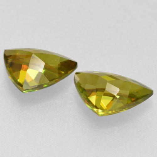 Gemas de esfena verde natural de 0,75 ct, trillón, VS-SI