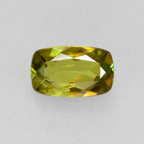 Esfena verde natural de 0,50 ct, corte cojín, VS-SI