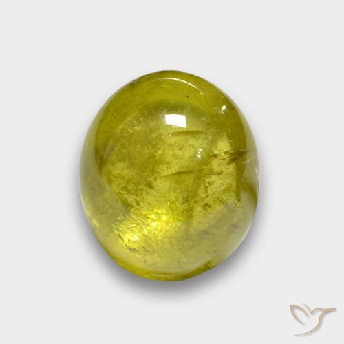 esfena Amarillo medio natural de 3.77 ct, Ovalada, Translúcido