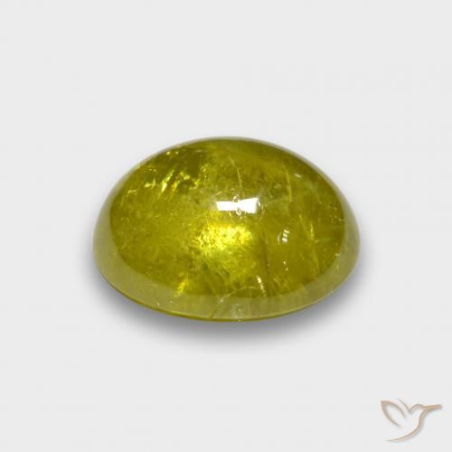 esfena Amarillo medio natural de 3.77 ct, Ovalada, Translúcido