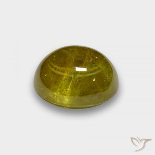 esfena Amarillo limón natural de 3.29 ct, Ovalada, Translúcido