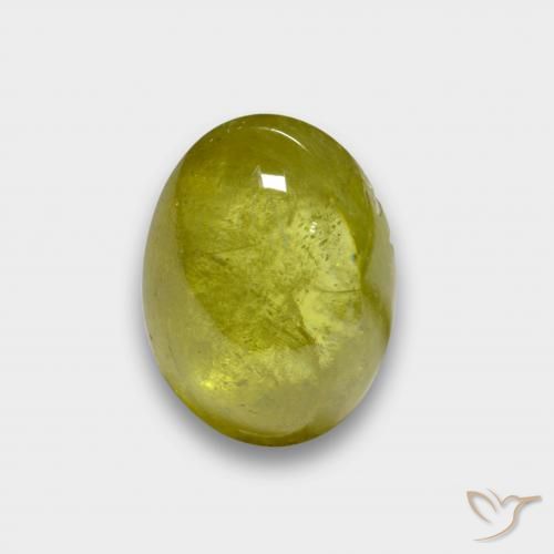 esfena Amarillo piña natural de 3.47 ct, Ovalada, Translúcido