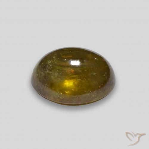 esfena Dorado oscuro natural de 3.33 ct, Ovalada, Transparente