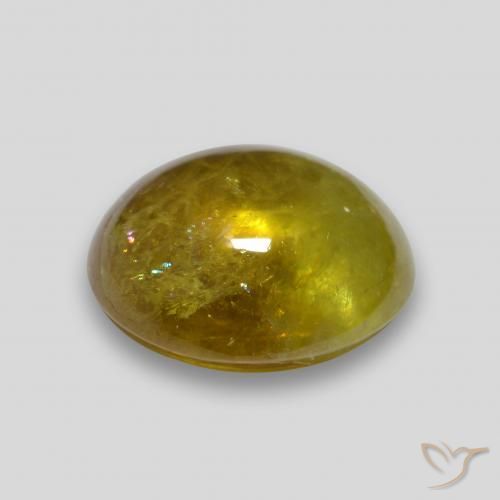 esfena Dorado medio natural de 2.67 ct, Ovalada, Transparente