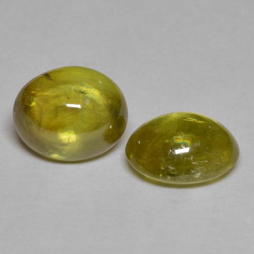 Gemas de esfena amarillo natural de 3,14 ct, corte óvalo, transparente