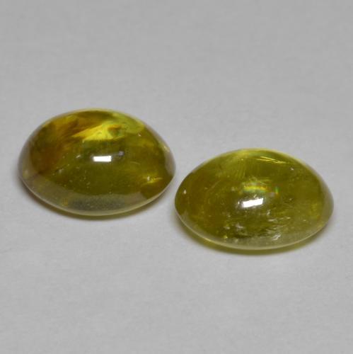 Gemas de esfena amarillo natural de 3,14 ct, corte óvalo, transparente