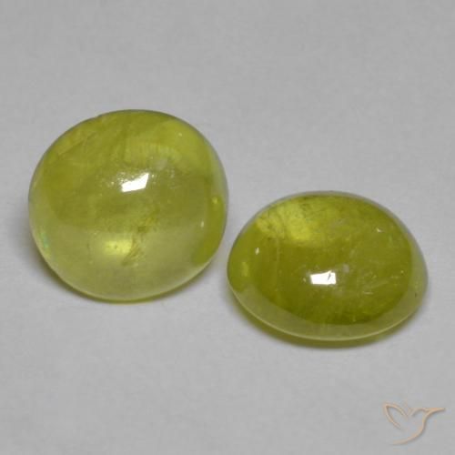 Gemas de esfena Amarillo medio natural de 3.42 ct, Ovalada, Transparente