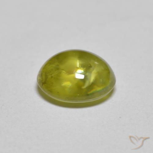 esfena Medium Light Green natural de 1.57 ct, Ovalada, Transparente