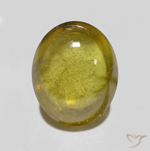 esfena Dorado terroso natural de 2.90 ct, Ovalada, Translúcido