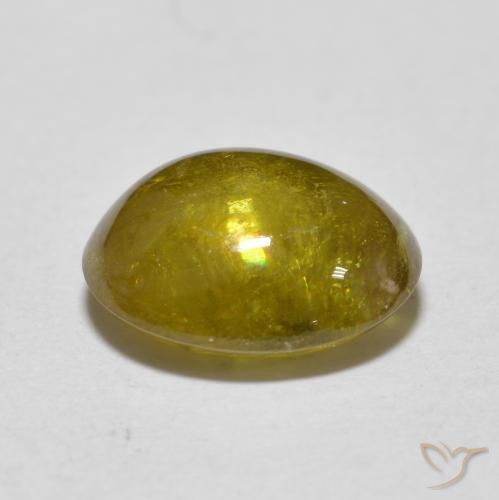 esfena Dorado terroso natural de 2.90 ct, Ovalada, Translúcido