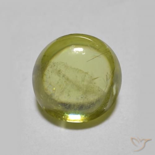 1.68ct Natural Verde amarillento intenso esfena, Redondo, Transparente