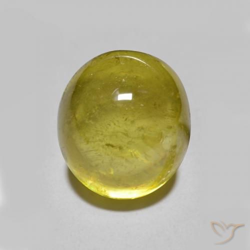 esfena Dorado medio natural de 3.18 ct, Ovalada, Translúcido