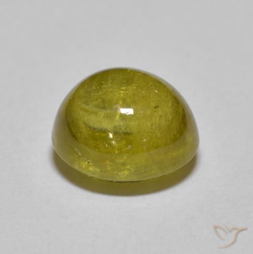 esfena Dorado medio natural de 3.18 ct, Ovalada, Translúcido