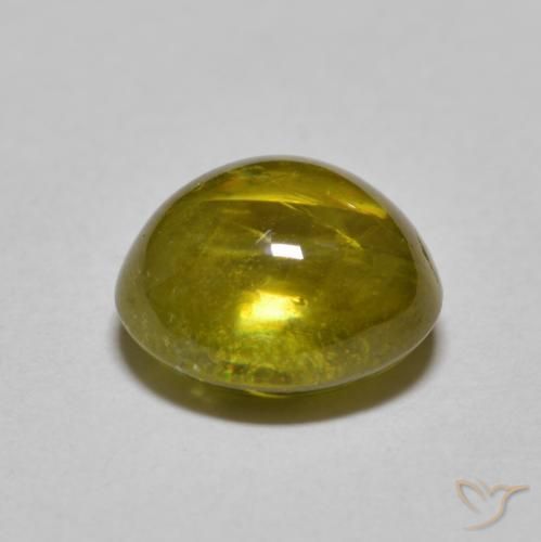 esfena Verde terroso natural de 3.33 ct, Ovalada, Translúcido