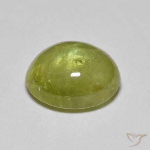 esfena Verde Oliva natural de 2.88 ct, Ovalada, Transparente