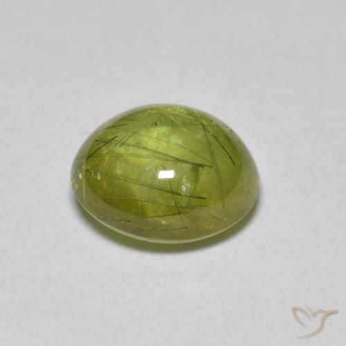 esfena Verde bosque claro natural de 2.05 ct, Ovalada, Transparente