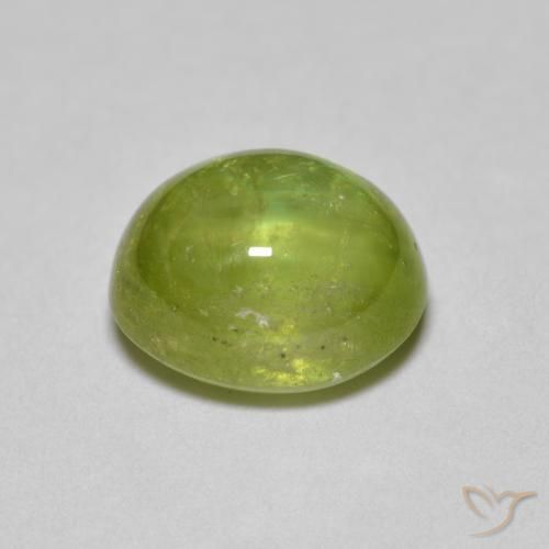 esfena Verde Oliva natural de 2.51 ct, Ovalada, Transparente