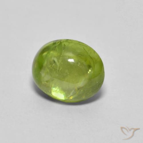 esfena Verde terroso claro natural de 1.09 ct, Ovalada, Transparente