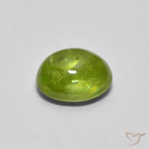 esfena Verde terroso claro natural de 1.09 ct, Ovalada, Transparente