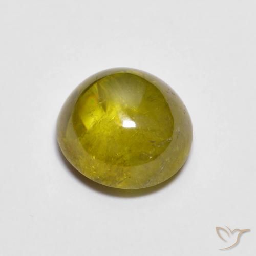 esfena Dorado verdoso natural de 1.71 ct, Ovalada, Translúcido