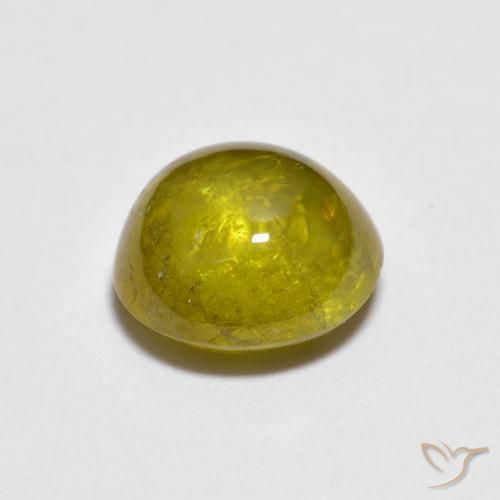 esfena Dorado verdoso natural de 1.71 ct, Ovalada, Translúcido