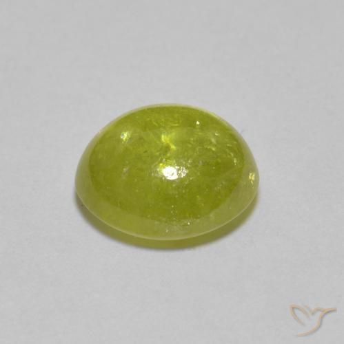 esfena Amarillo limón natural de 2.49 ct, Ovalada, Transparente