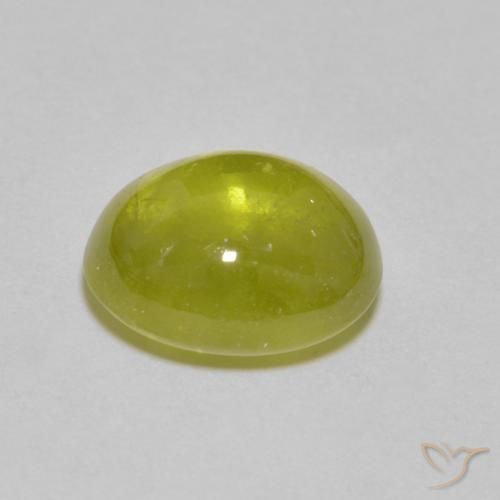 esfena Amarillo limón natural de 3.23 ct, Ovalada, Transparente