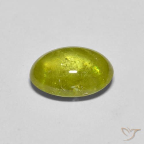 esfena Verde terroso cálido natural de 2.06 ct, Ovalada, Transparente
