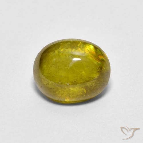1.13ct Natural Amarillo púrpura esfena, Ovalada, Transparente