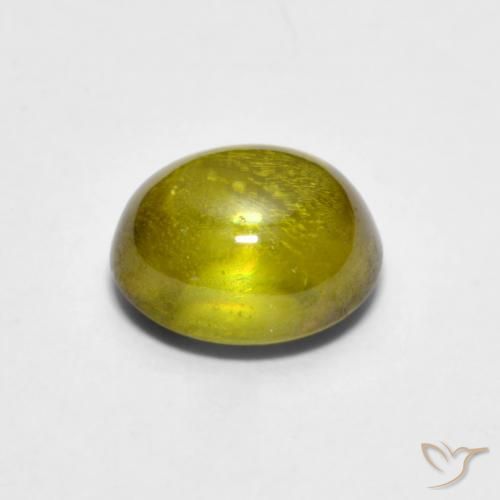 esfena Verde cálido natural de 1.57 ct, Ovalada, Transparente