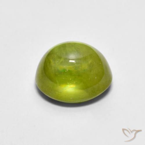 esfena Verde Oliva natural de 2.14 ct, Ovalada, Transparente