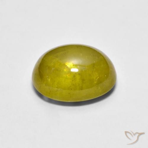 esfena Dorado amarillento natural de 2.76 ct, Ovalada, Transparente