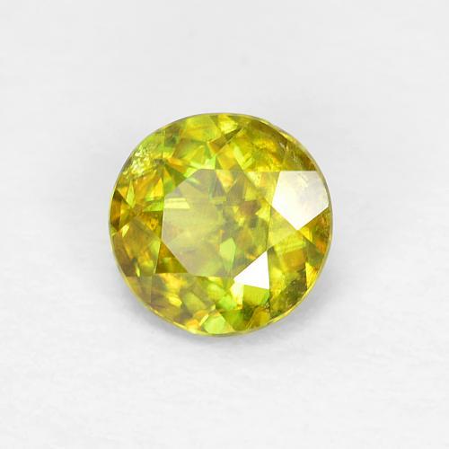Esfena Verde medio natural de 0.39 ct, Corte Redondo, VS