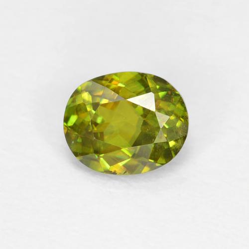 Esfena verde natural de 0,46 ct, corte óvalo, VS