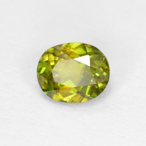 Esfena verde natural de 0,46 ct, corte óvalo, VS