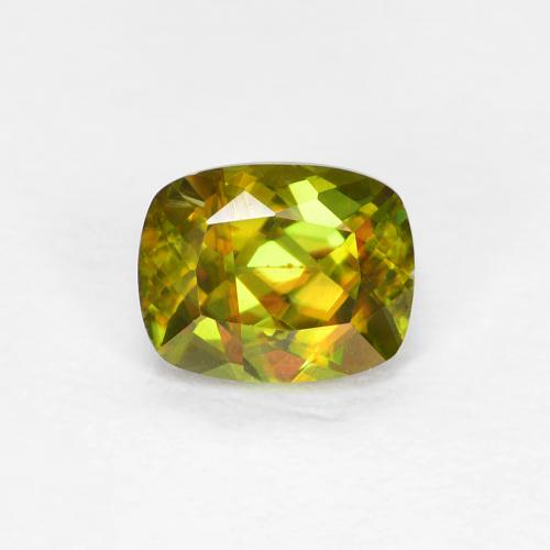 Esfena verde natural de 0,45 ct, corte cojín, VS