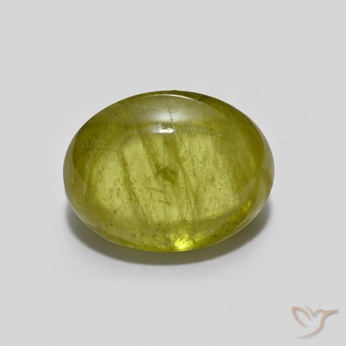 2.84ct Natural Verde terroso cálido esfena, Ovalada, Transparente