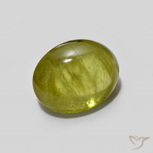 esfena Verde terroso cálido natural de 2.84 ct, Ovalada, Transparente